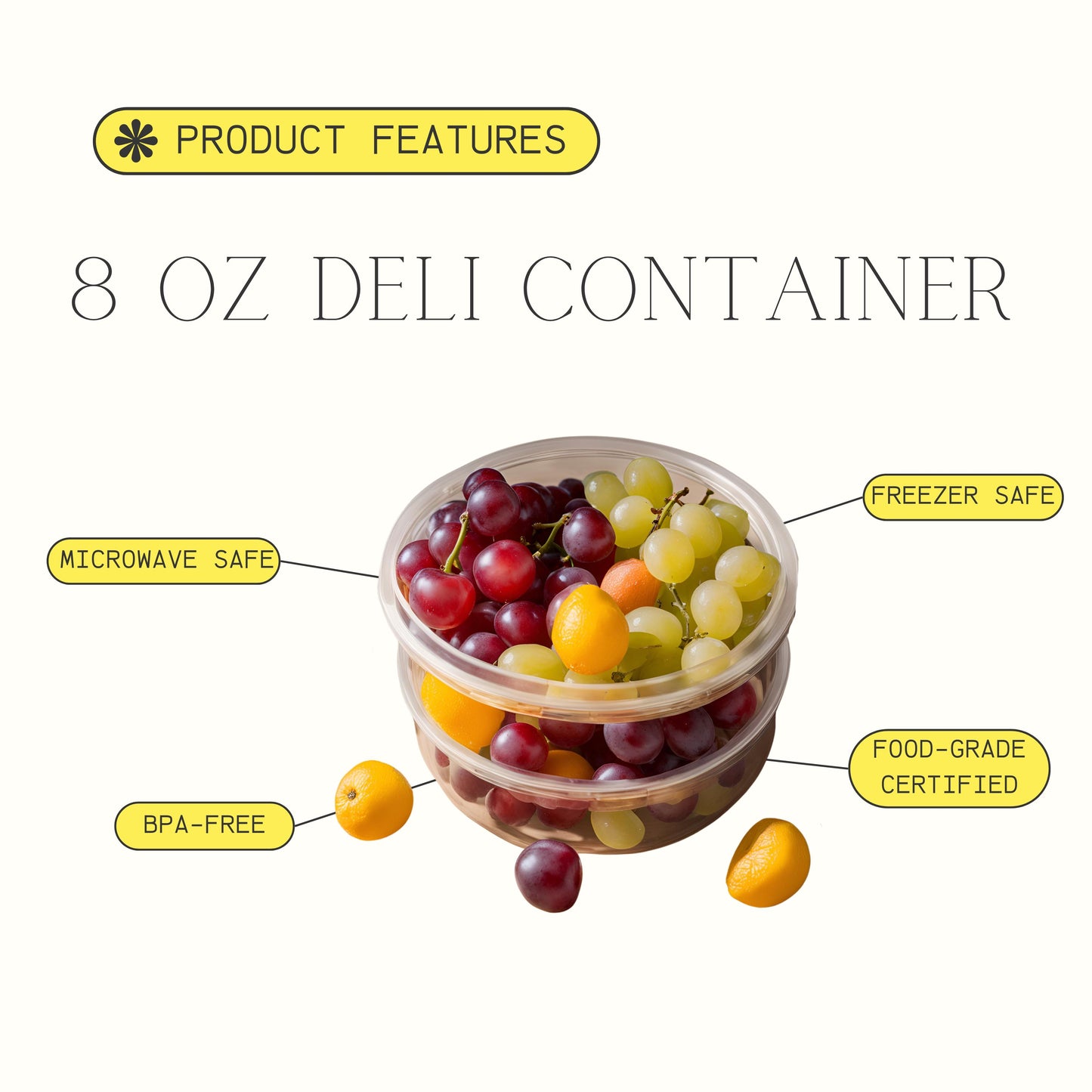 8oz (240 Count) Clear Plastic Food Storage Container - Microwave, Freezer, & Dishwasher Safe (Container + Lid Combo)